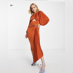 ASOS design rust colored fitted dress